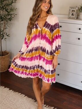 Young Fabulous & Broke Pink,Tie-Dye Dress - pink , purple, orange 🌼